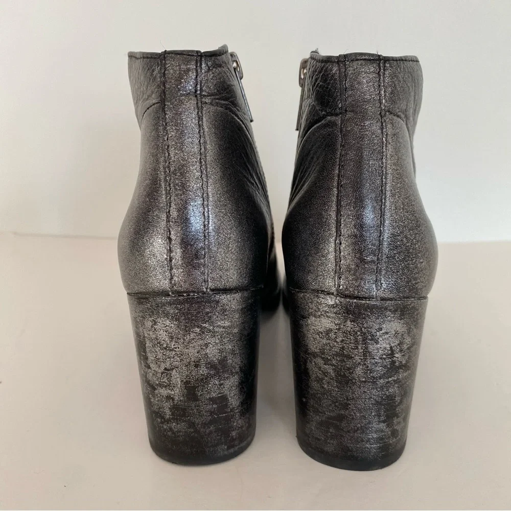 Frye Nora short ankle zip bootie metallic silver black gray - Picture 5 of 15